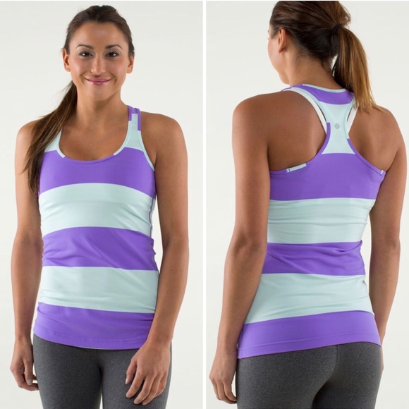 lululemon athletica Tops - Lululemon Cool Racerback Bold Stripe Power Purple